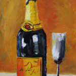 Brindando oil on canvas 10''x8''