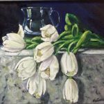 Tulipanes blancos oil on canvas 9x12
