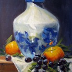 ceramic & orange oil on canvas 12x9''